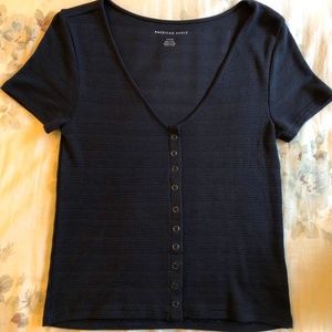 American Eagle Ribbed Front Snap Top